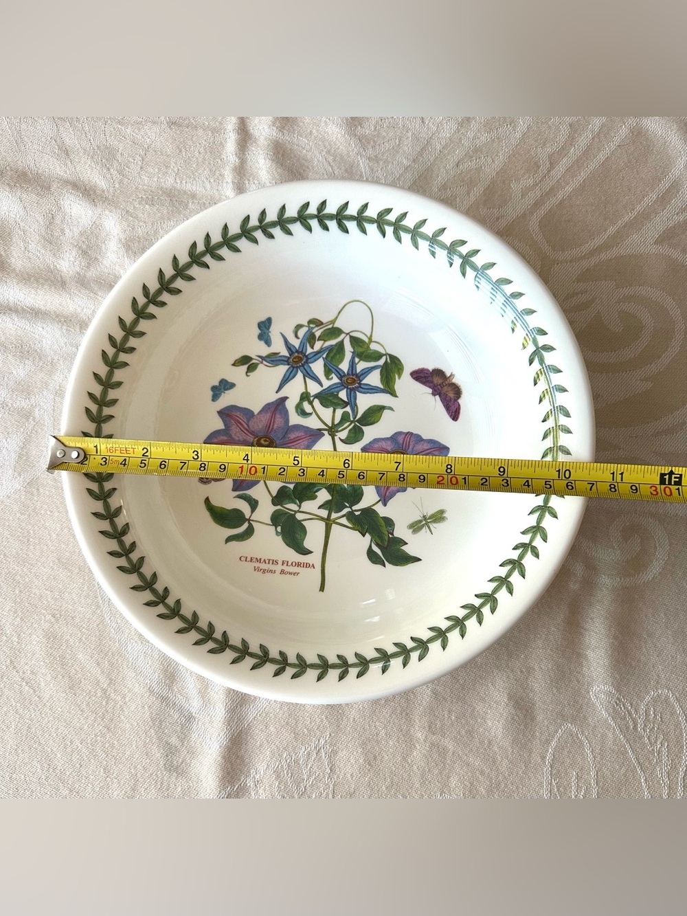 Portmeirion Botanic Garden 10.5” Rim Soup Pasta Bowl Clematis Florida England - Picture 6 of 7